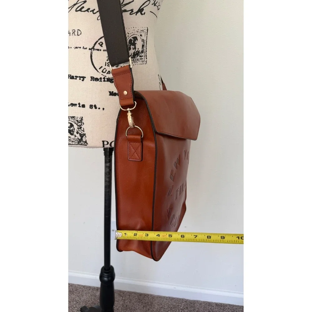 New York‎ Film Academy Leather Messenger Bag Cognac Brown Crossbody Satchel NYFA